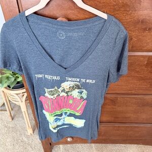 Out of Print Bunnicula Dark Gray Blue V-Neck T-Shirt